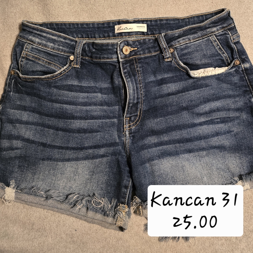 KanCan Blue Jean Shorts with Distressed Hem